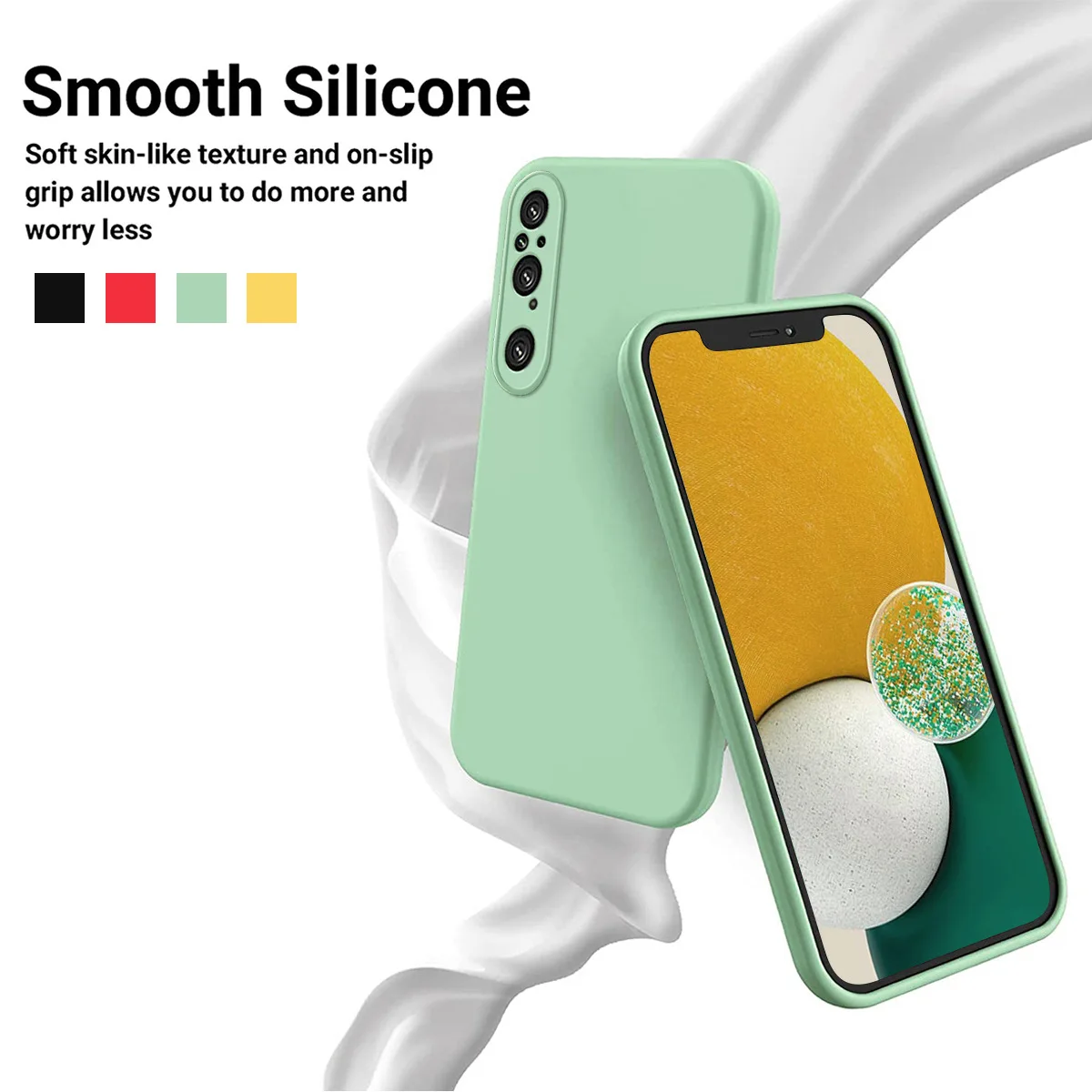 Liquid Silicone Full Protective Case for Sony Xperia 5 10 1 ii 1 10 5 IV iii Shell Soft Gel Rubber Matte Cover Shockproof Fundas