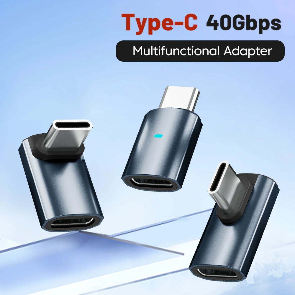240W USB C to C Adapter 40Gbps 8K 60Hz 90 Degree Converter Type C Adapter for MacBook iPhone 15 16 17 Pro Tablet High Transfer