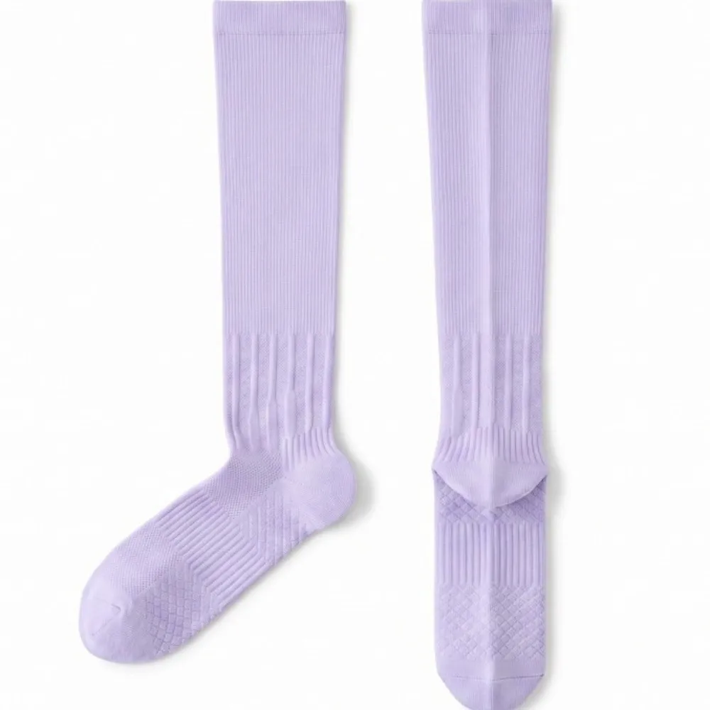 2 Pairs New Soft Breathable Compression Calf Socks Compression Non Slip Long Tube Socks Stretch Calf Sleeves Fitness