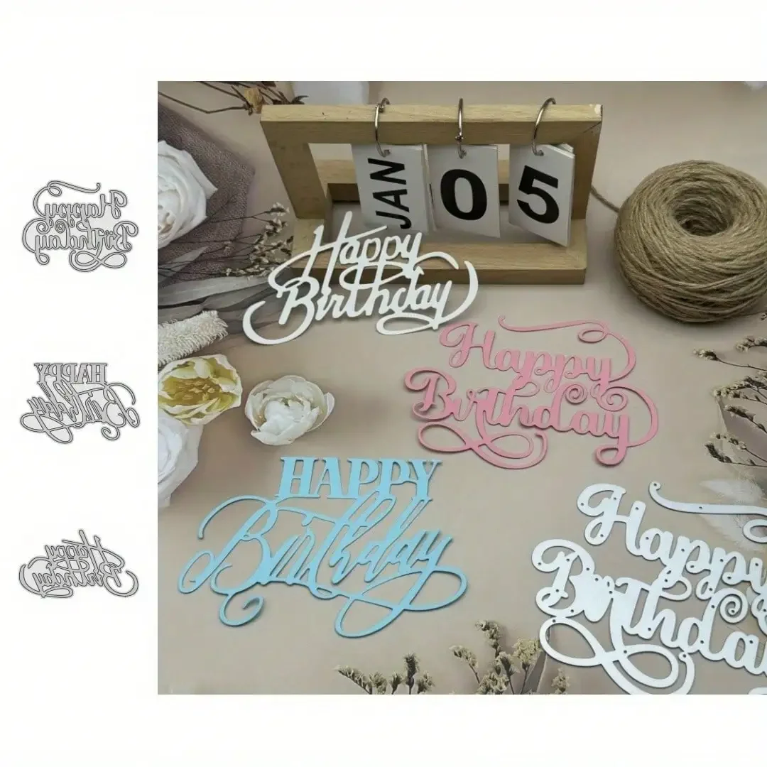 New Arrival English Phrase Letter Happy Birthday Metal Cutting Dies for DIY Scrapbooking Card Making Stencils Handcraft Template