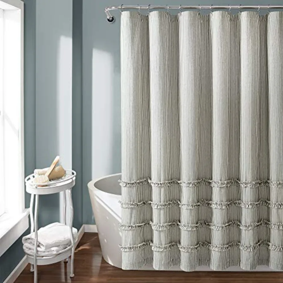 

Vintage Stripe Yarn Dyed Cotton Shower Curtain, 72" x 72", Gray