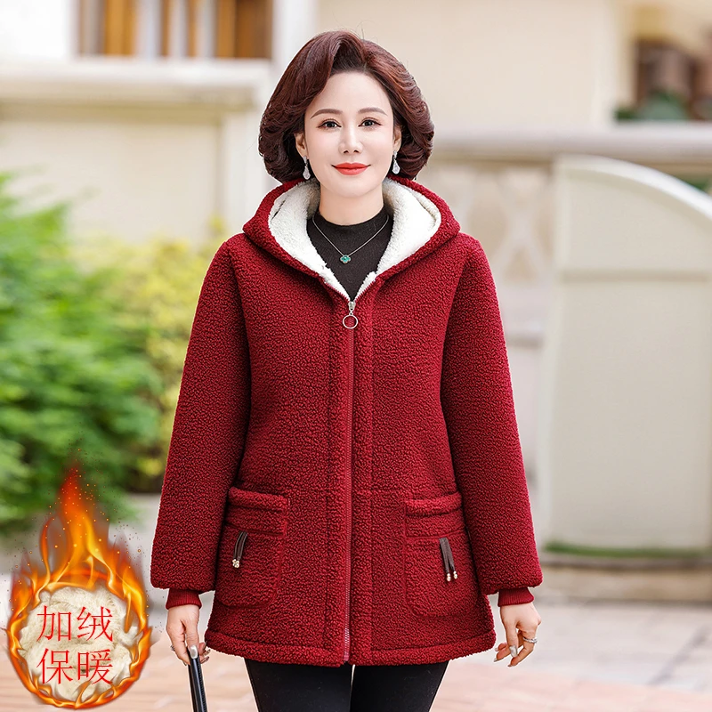 Plus Size 7XL Autumn Winter Cotton-Padded Jacket Women Loose Clothes Add Velvet Thickened Lamb Velvet Cotton Coat Outerwear