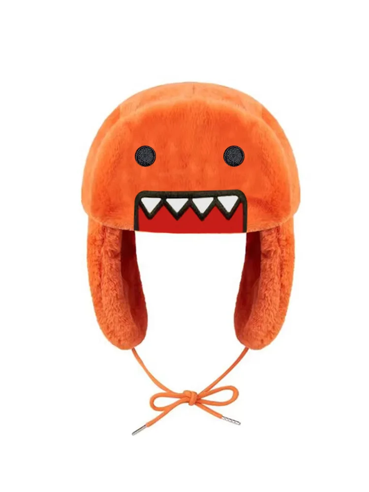 Cartoon Embroidery Double Layered Cotton Coral Fleece Lei Feng Hat Windproof Warm Ear Protection for Autumn Winter Outdoor