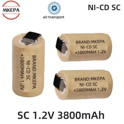 Schroevendraaier Elektrische boor SC-batterijen 1,2 V 3800 mAh Sub C Ni-Cd oplaadbare batterij met lipje Elektrisch gereedschap NiCd SUBC-cellen.
