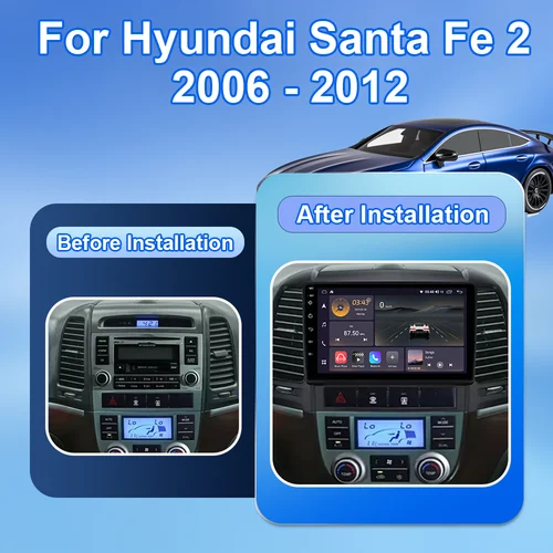 Imagen 2 del producto Android 15 para Hyundai Santa Fe 2 2006 - 2012 Radio automática reproductor Multimedia estéreo navegación GPS Carplay Android Auto 4G Wifi BT