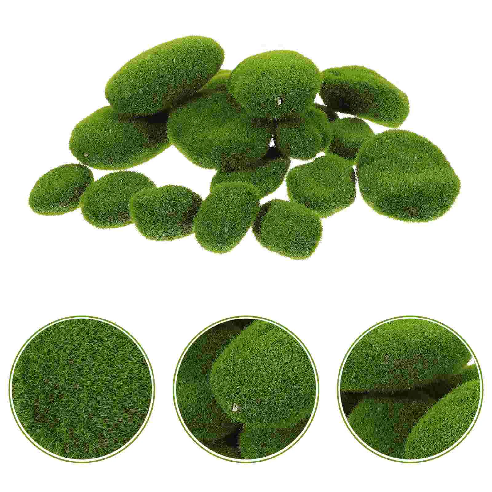 

20 Pcs Simulated Moss Stones Balls Office Decor Indoor Green Micro Plastic False Lifelike Mossy