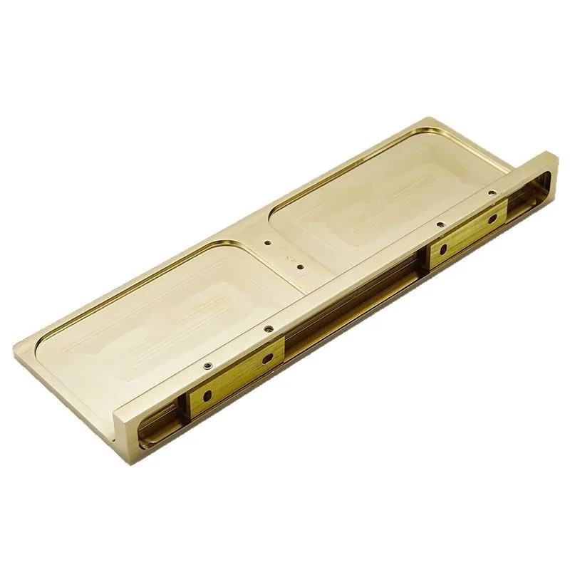 

Brass gold bathroom rack hotel bathroom wall-mounted storage rack one-word board rectangular tray in front of mirror