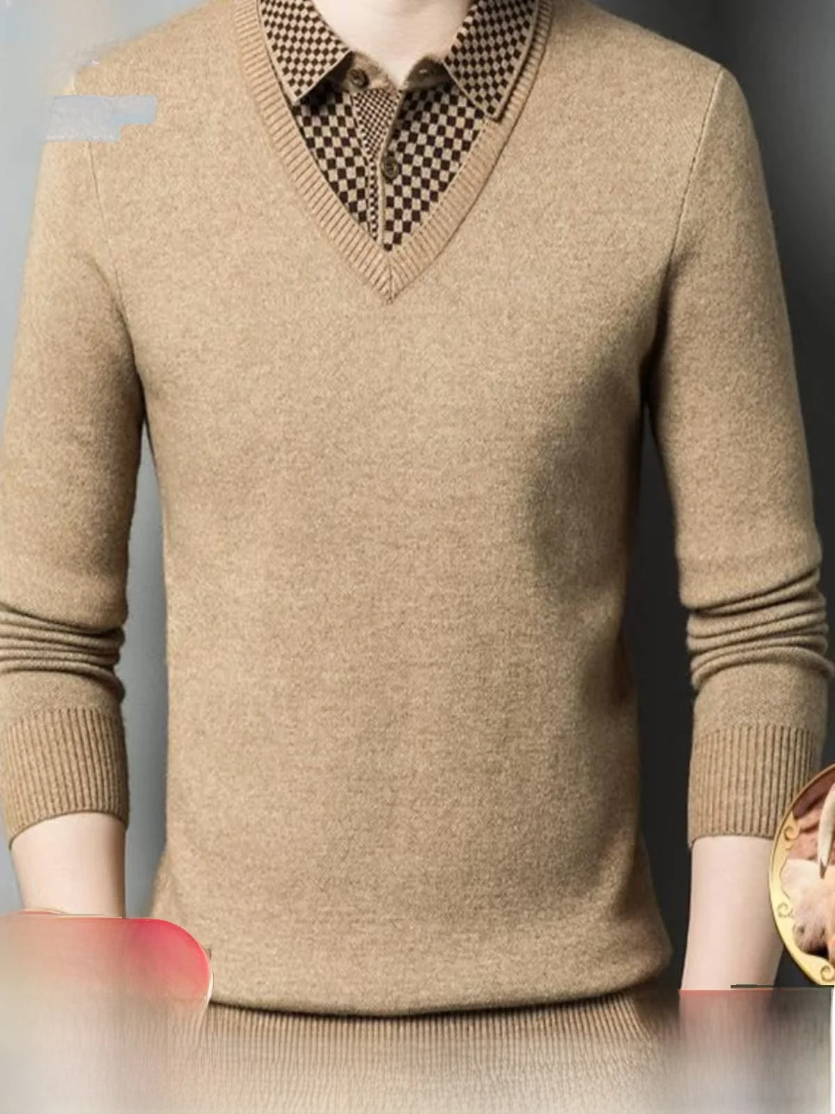 

Мужской теплый шерстяной свитер Pierre Cardin 2023 осень-зима из чистой шерсти с длинным рукавом, модный деловой стиль