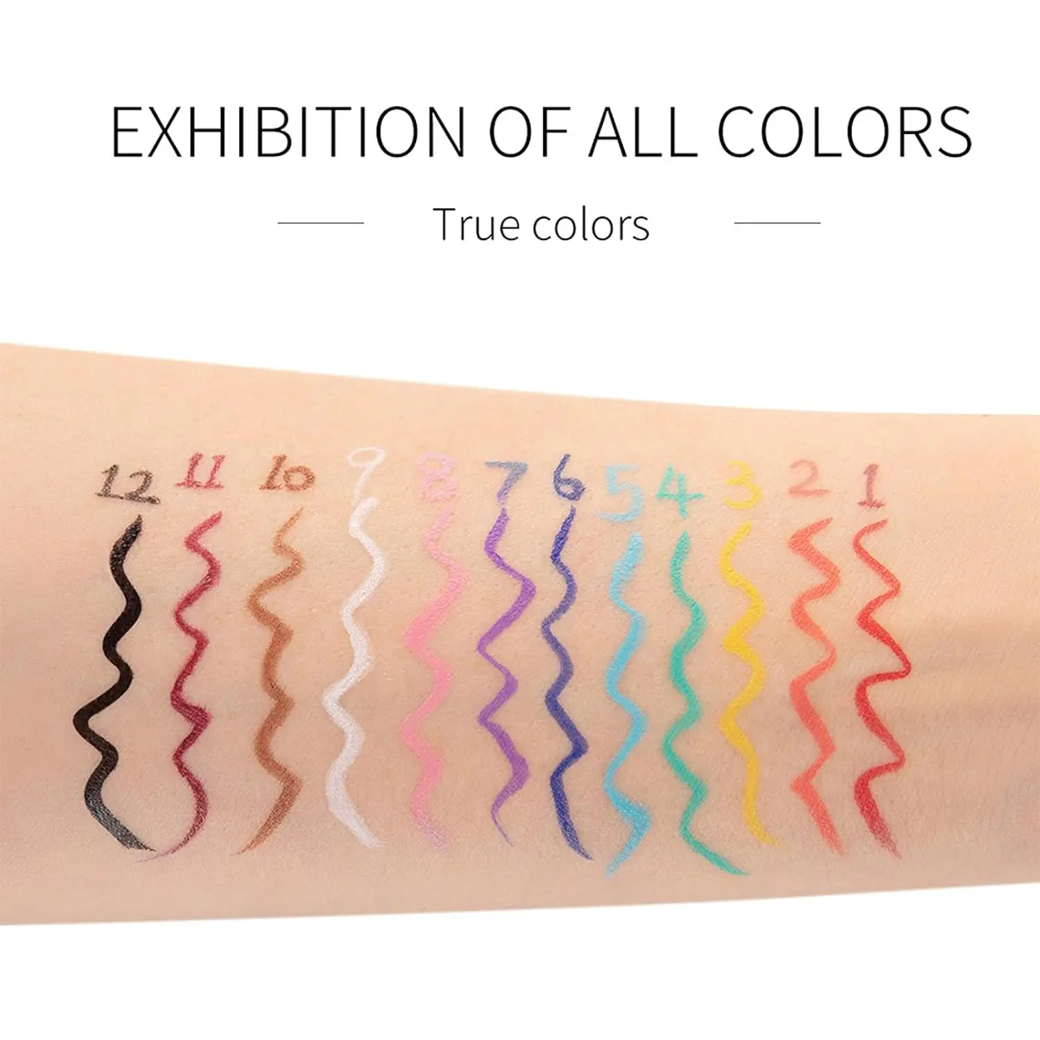 12PCS Matte Rainbow Colorful Liquid Eyeliner Set Soft and Hyper Sharp Tip Brush Eyeliner, Waterproof High Pigmented Eyeliner Pen