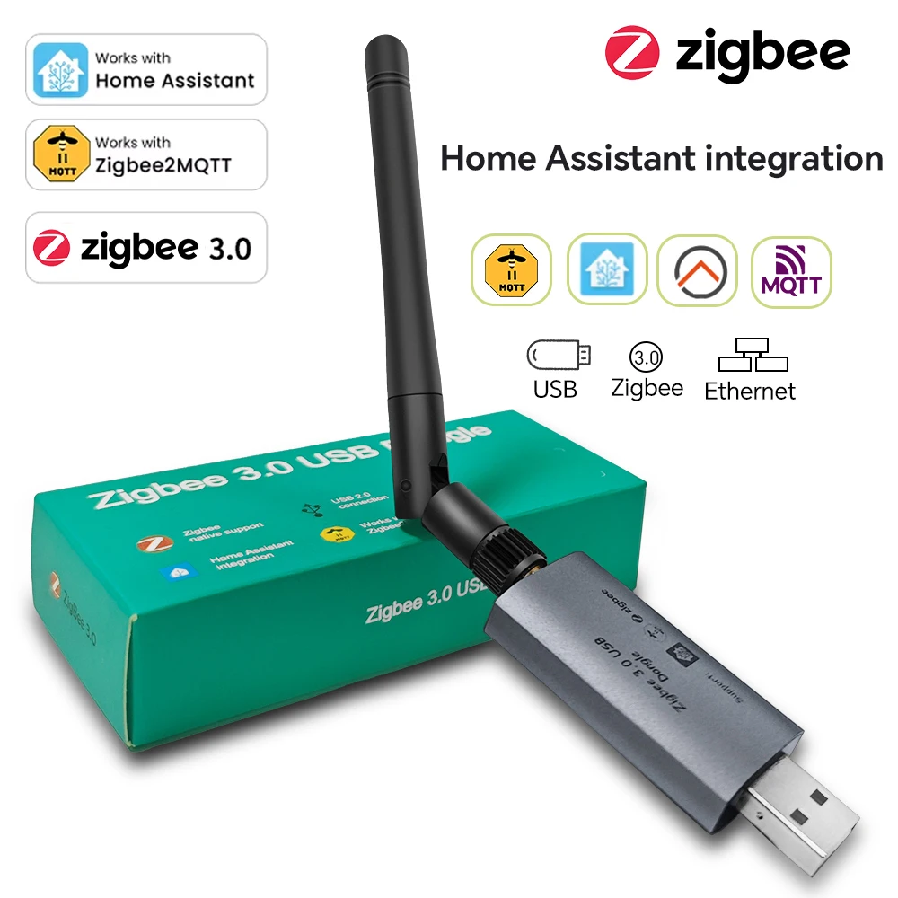 

Timethinker Zigbee 3.0 USB Dongle Hub Universal Smart ZigBee Gateway With Antenna Work With Home Assistant OpenHAB ZigBee2MQTT