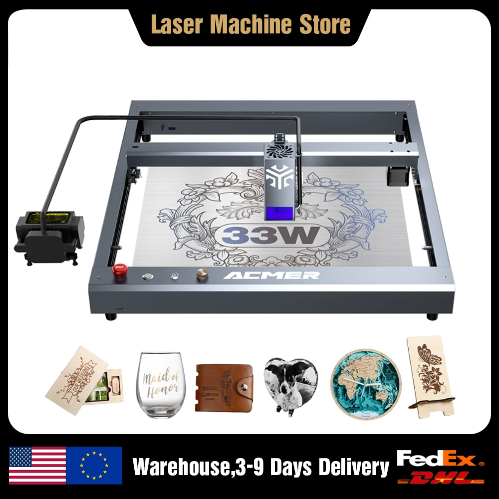 

ACMER P2 33W Laser Engraving and Cutting Machinewith Air Assist APP WIFI Wood Cutting Machine CNC laser blue Light Woodworking