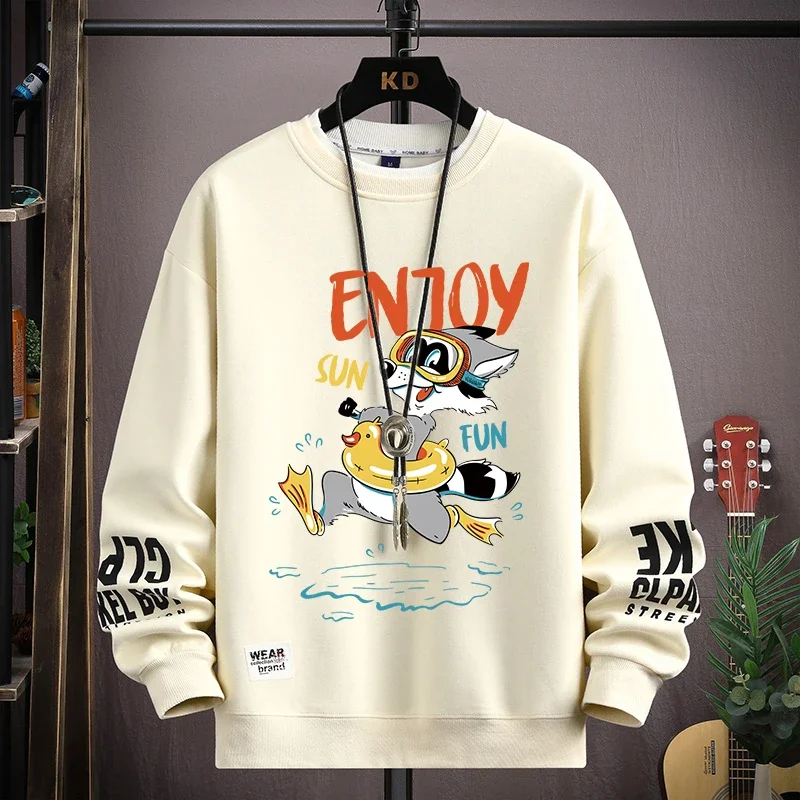 2024 Spring Autumn Men's Sweatshirts Japan Fashion Streetwear Print Graphical Hoodie Trend Men Clothing Harajuku O-Neck Tops Men