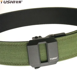 TUSHI New Hard Tactical Gun Belt for Men Metal Automatic Buckle Thick Nylon Police Military Belt Casual Belt IPSC Girdle Male