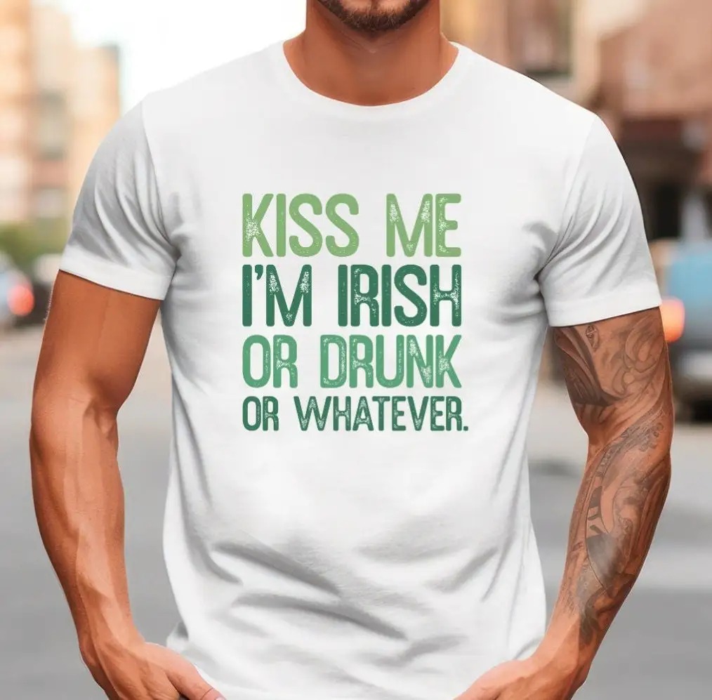 St Patricks Lucky T Shirt Shamrock Kiss Me I'm Irish Party Dinking Alcohol