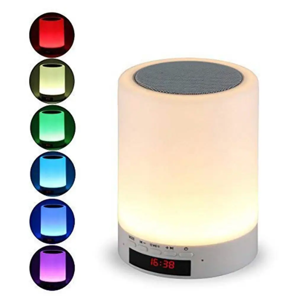 Wireless Cylinder Colorful Night Light Bluetooth Speaker Alarm Clock Home Decor Good quality