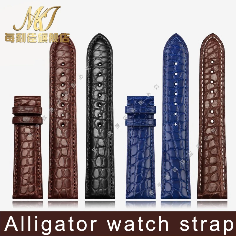 Crocodile skin watchstrap For any brands 12 13 14 15 16 17 18 19 20 21 22 23 24mm men women universal black brown blue watchband