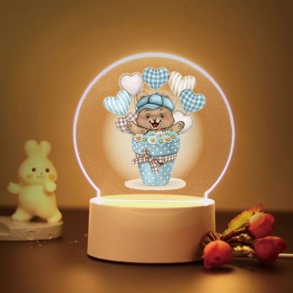 Lovely Bears flying planes 3D Visual Night Lamp for Children's Room Decor the Kids Birthday Gift