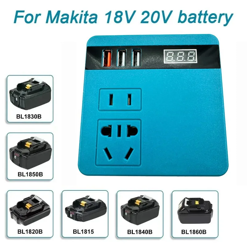 For Makita 18V Li-ion Battery Portable Inverter ,DC 18V to  AC 220V Power Station Generator Battery Adapter with Powered Outlet