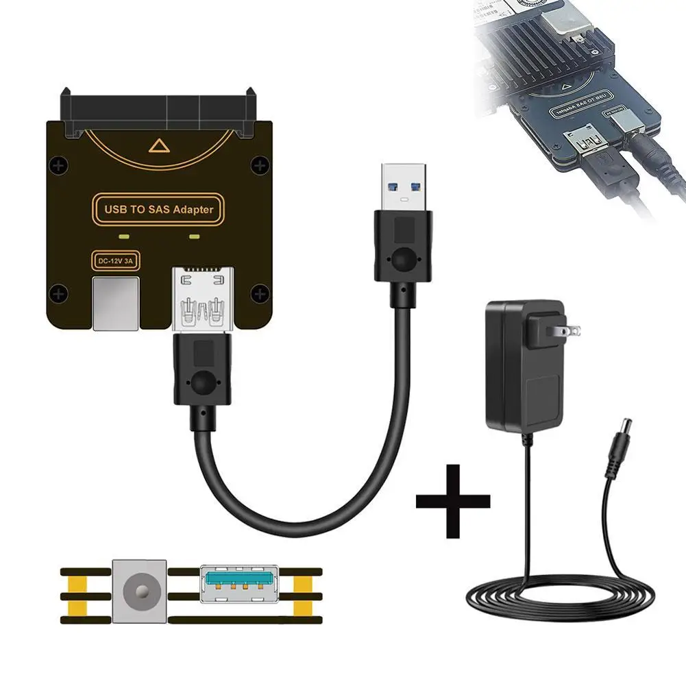 External SAS Drive Adapter Kit USB To SAS 29PIN With SATA Converter For Easy Data Access Recovery Accessories For Pc