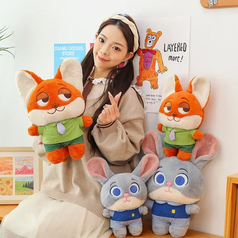 

35-45cm Cute Cartoon Q Version of Zootopia Series Judy Nick Fox Rabbit Soft Cartoon Doll Cute Plush Doll Gift for Boys and Girls