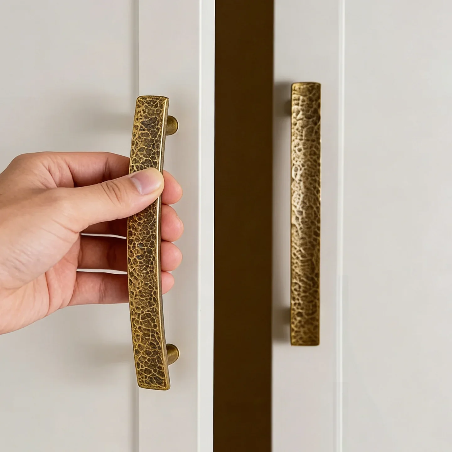 Solid Brass French Style Long Cabinet Handle, Brushed Brass Gold Antique Bronze Pulls for Kitchen Wardrobe Drawer