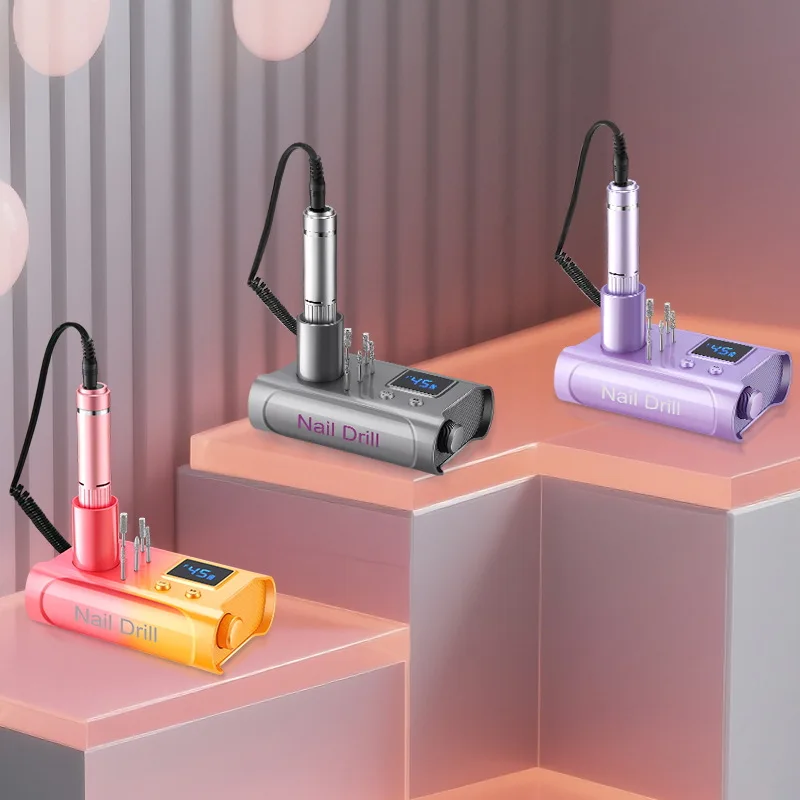 New Profesional 45000RPM Electric Nail Drill Machine Rechargeable Portable Nail Sander File for Gel Nails Polishing Salon Tools