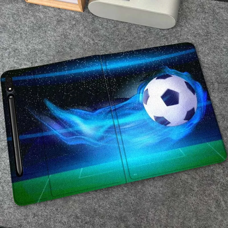 

Cool Blue Soccer Ball Gift For Samsung Galaxy Tab S10 S9 S8 S7 FE Lite Soft Flexible Support Tablet Case