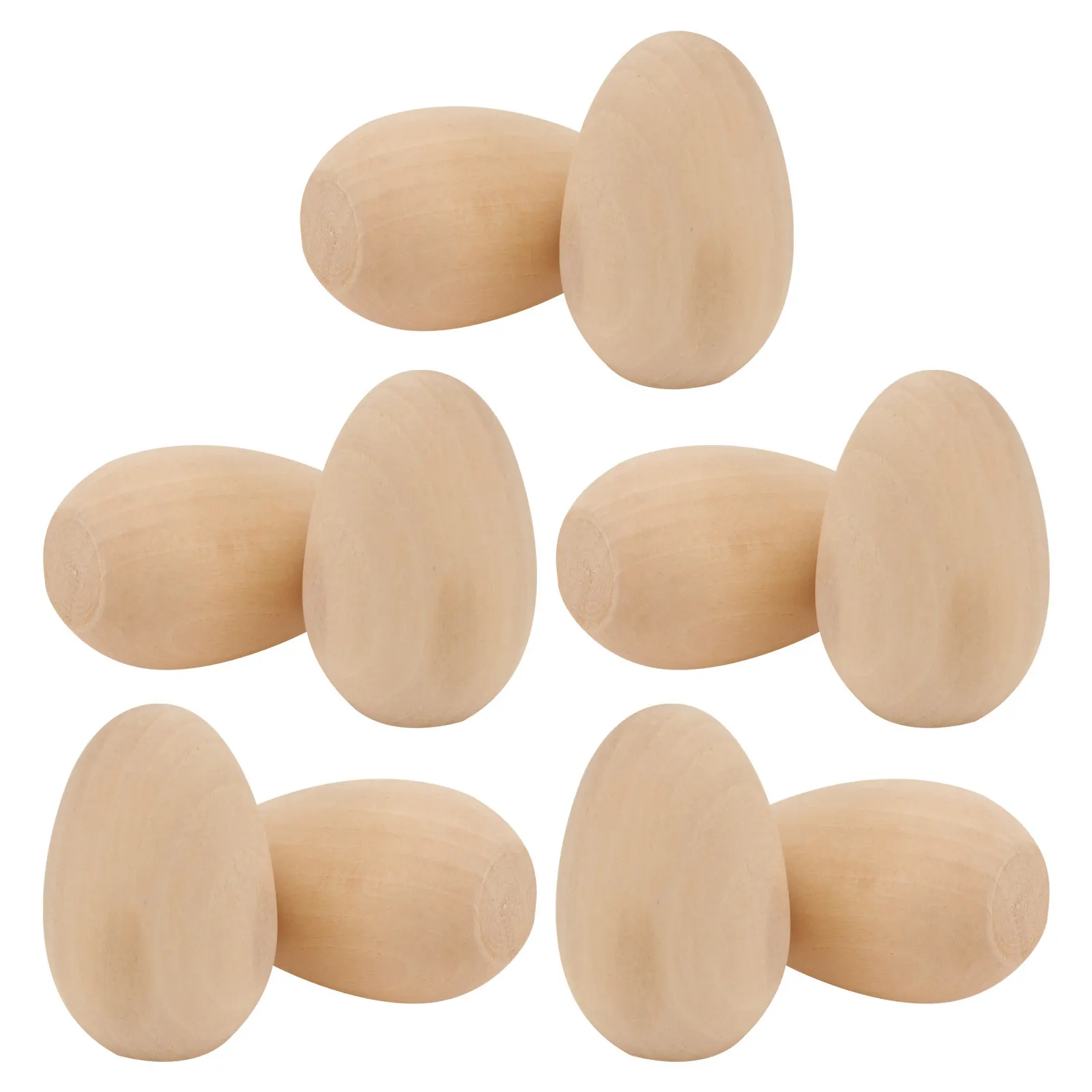 10Pcs Unfinished Wooden Easter Eggs DIY Paintable Flat Bottom Wood Eggs for Kids Craft Easter Decorations Wood Egg
