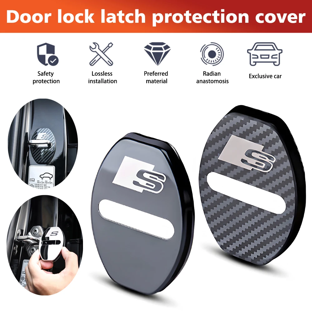 New 4Pc Stainless Steel Door Lock Cover Case For R Passat Sagitar Golf 7 Tiguan Protection Cover Emblem Case Car Accsesories