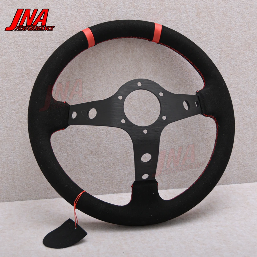 13 بوصة JDM الانجراف سباق عجلة القيادة لا سباق جيد الداعا الشرطة 1985 جلد الغزال ضبط عجلة القيادة PC-ST20