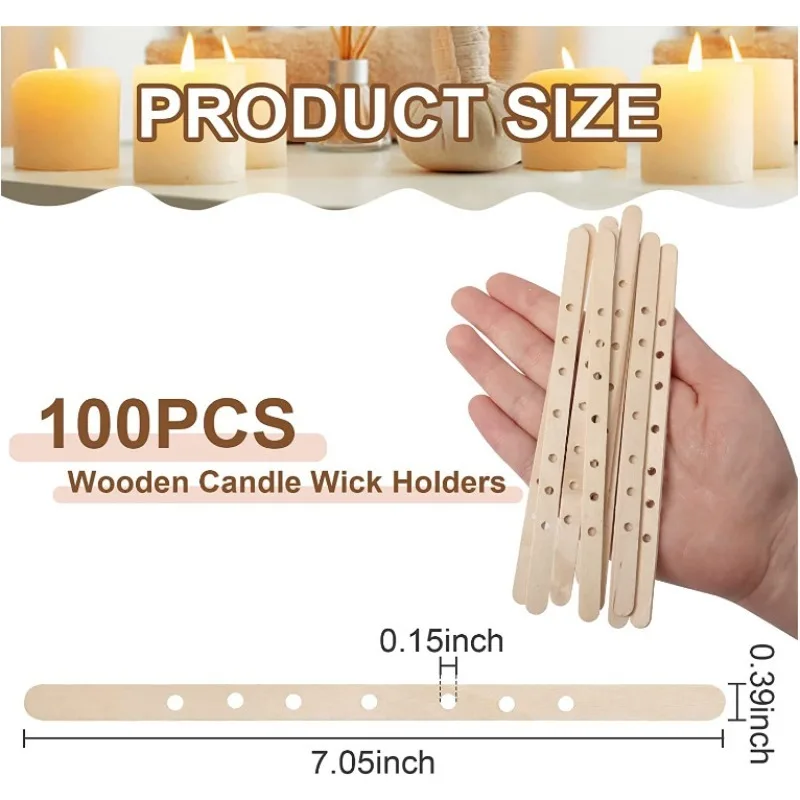 10/20/50/100Pcs 7 Hole Wooden Bars Wax Core Holder Candles Wick Centering Device Tools Materials for DIY Making Scented Candles