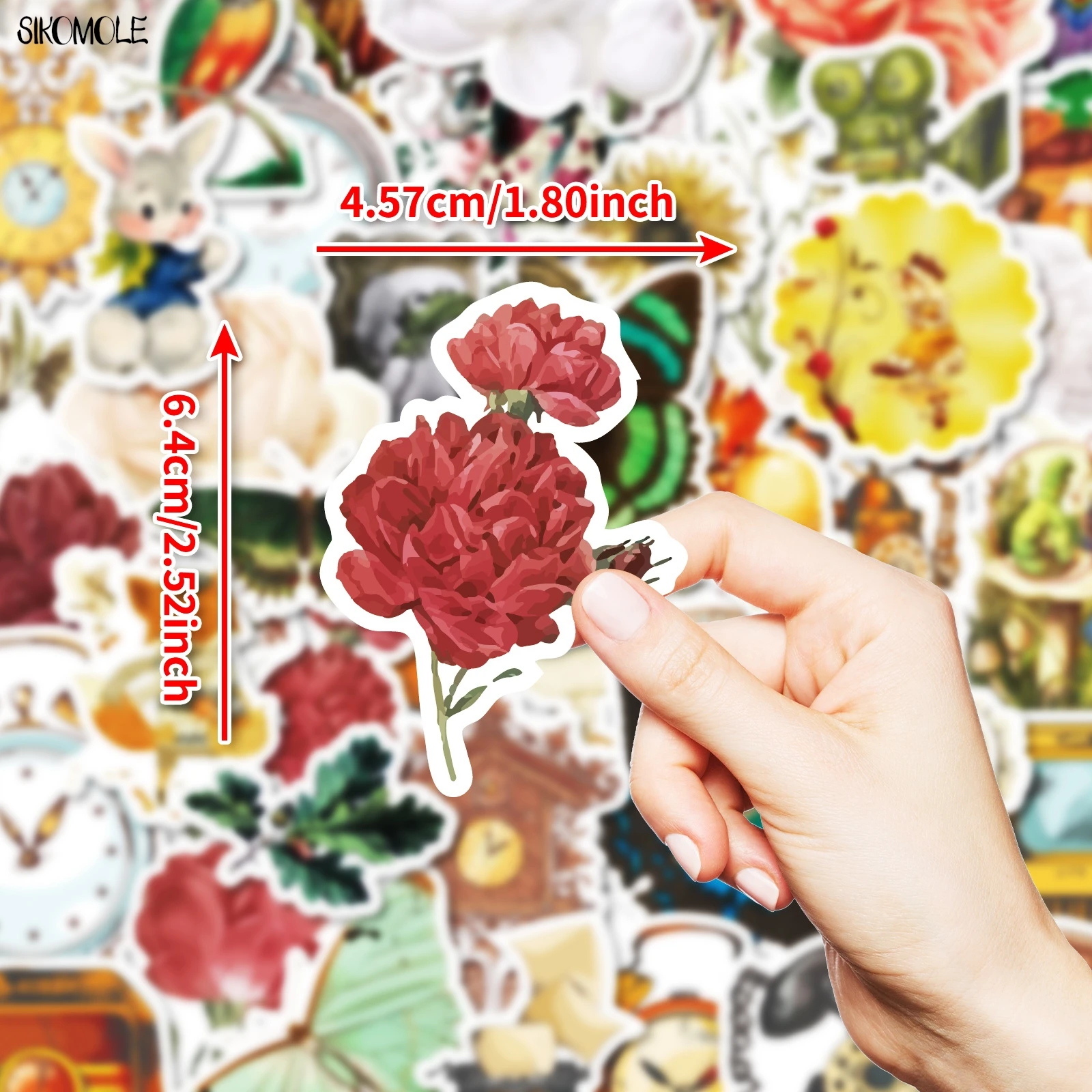 

10/30/50pcs Cartoon Cute Vintage Flowers Stickers Kawaii Animals Aesthetic DIY Guitar Travel Luggage Skateboard Graffiti Sticker