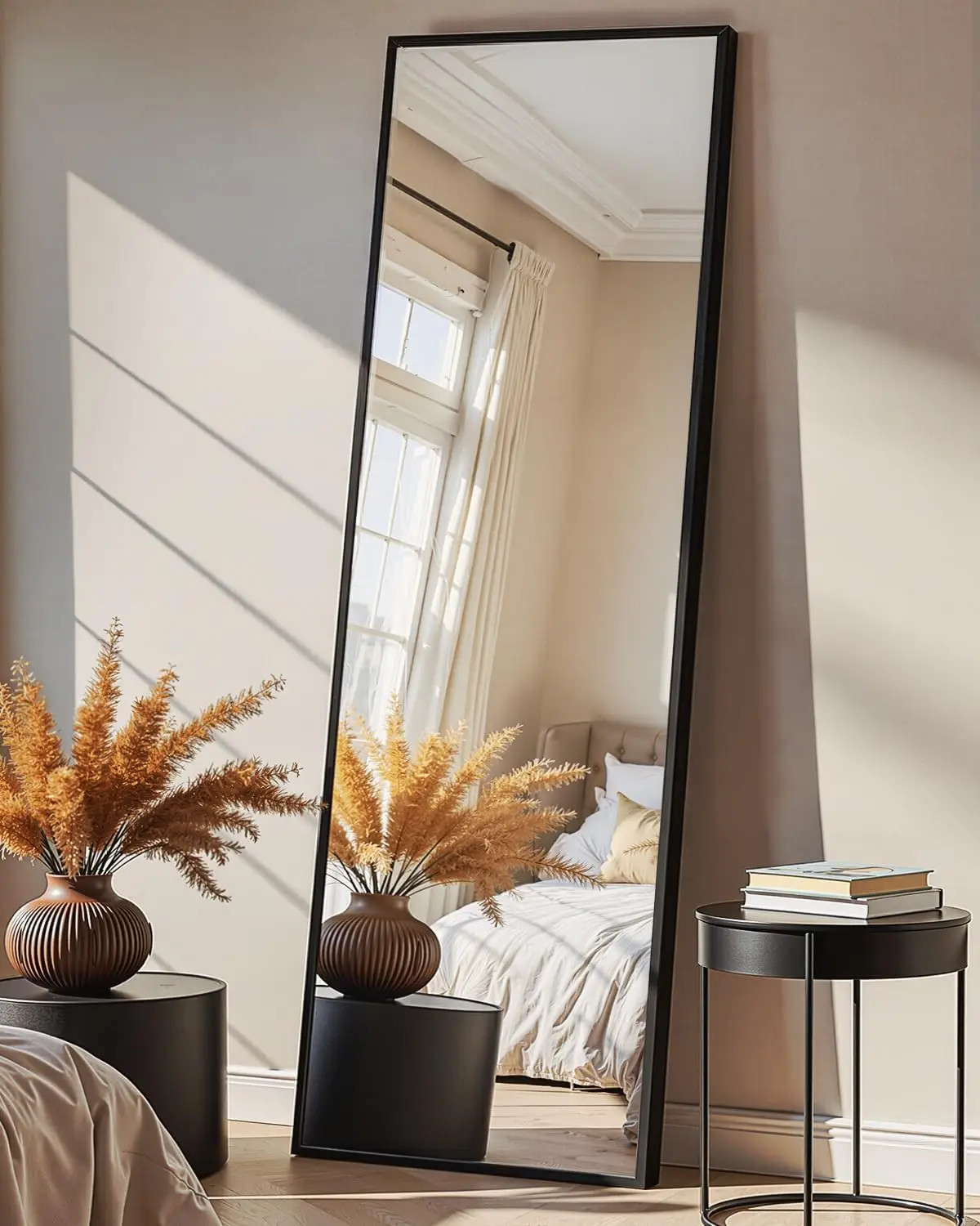 

Length Mirror, Standing Large Floor Mirror with Aluminum Frame for Bedroom, Living Room, Bathroom(Black)