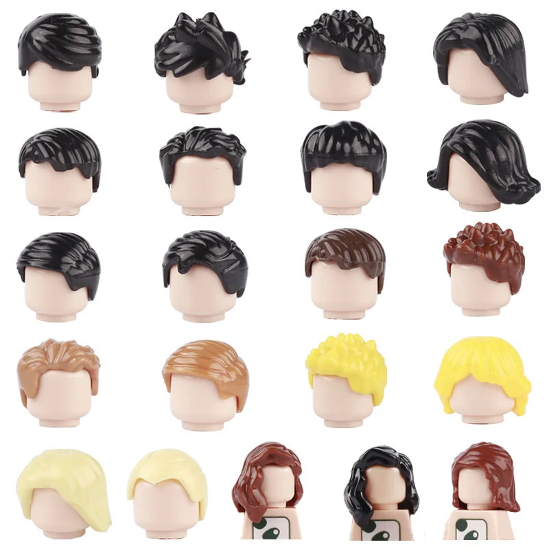 Décennie s de construction têtes de cheveux pour enfant, accessoires de figurines MOC, Rick Hairstyles, 7.5 ate Vampire Ponytail, mini briques, jouets modèles