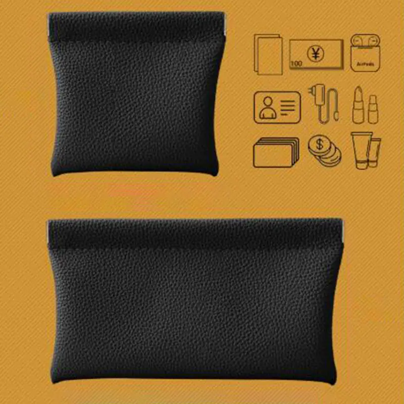1 ensemble porte-monnaie matériau PU sac de rouge à lèvres fermeture automatique câble de données écouteur sac de rangement Mini sac à main de voyage Portable