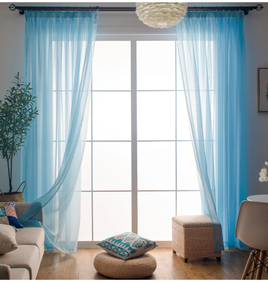 Champagne Sheer Window Curtains for Living Room Modern Colorful Solid Tulle White Voile For Wedding Decoration Materials #4