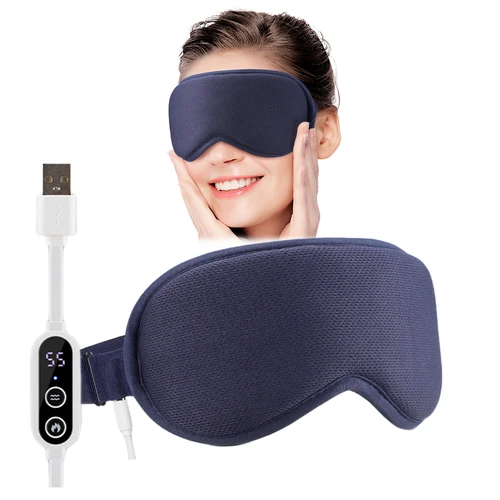 Imagen 1 del producto Mascarilla de ojos de compresión caliente USB 6 masaje de vibración alivio de ojos secos mascarilla de vapor calentada con Control remoto para dormir en la oficina
