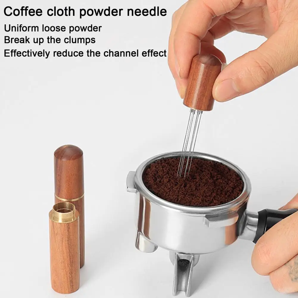 

Coffee Stirring Tool Professional Espresso Distribution Needle Coffee Powder Distributor with Wooden Handle Barista Accessories