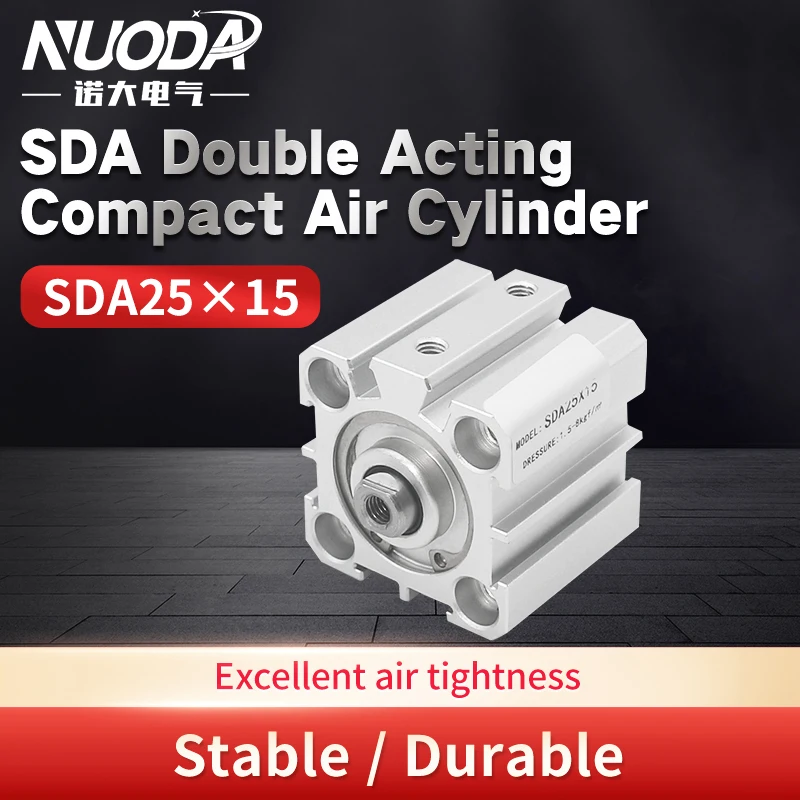 

NUODA SDA Pneumatic Double Acting Compact Air Cylinder 25mm Bore 15mm Stroke Type Cylinders Air Compressor