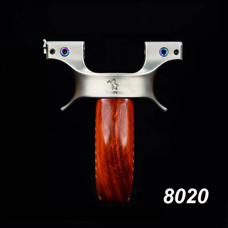 Stainless Steel Y-Shaped Slingshot with Flat Top Clamp & Wood-Grain Handle, 2 Models (8020/9025) for Outdoor Practice