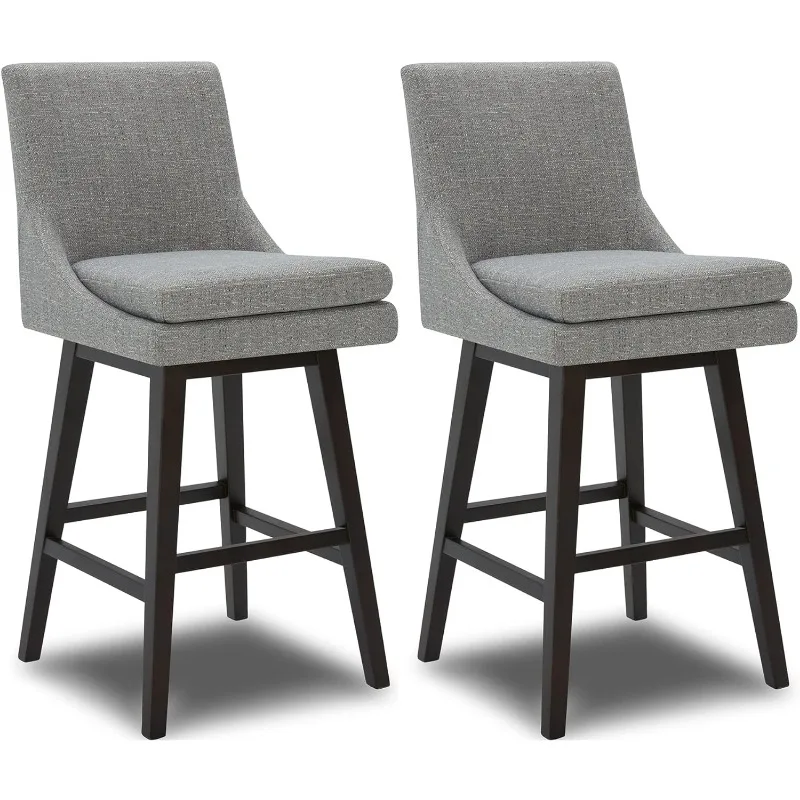 Counter Height Swivel Barstool with Back Set of 2, Upholstered Fabric Bar Stool, 26.8" H Seat Height