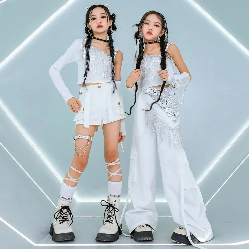 

Hip Hop Girls K-pop Elegant Crop Top Shorts Street Dance Cargo Pants Kids Streetwear Child Jazz Costumes Girl Group Clothes Sets