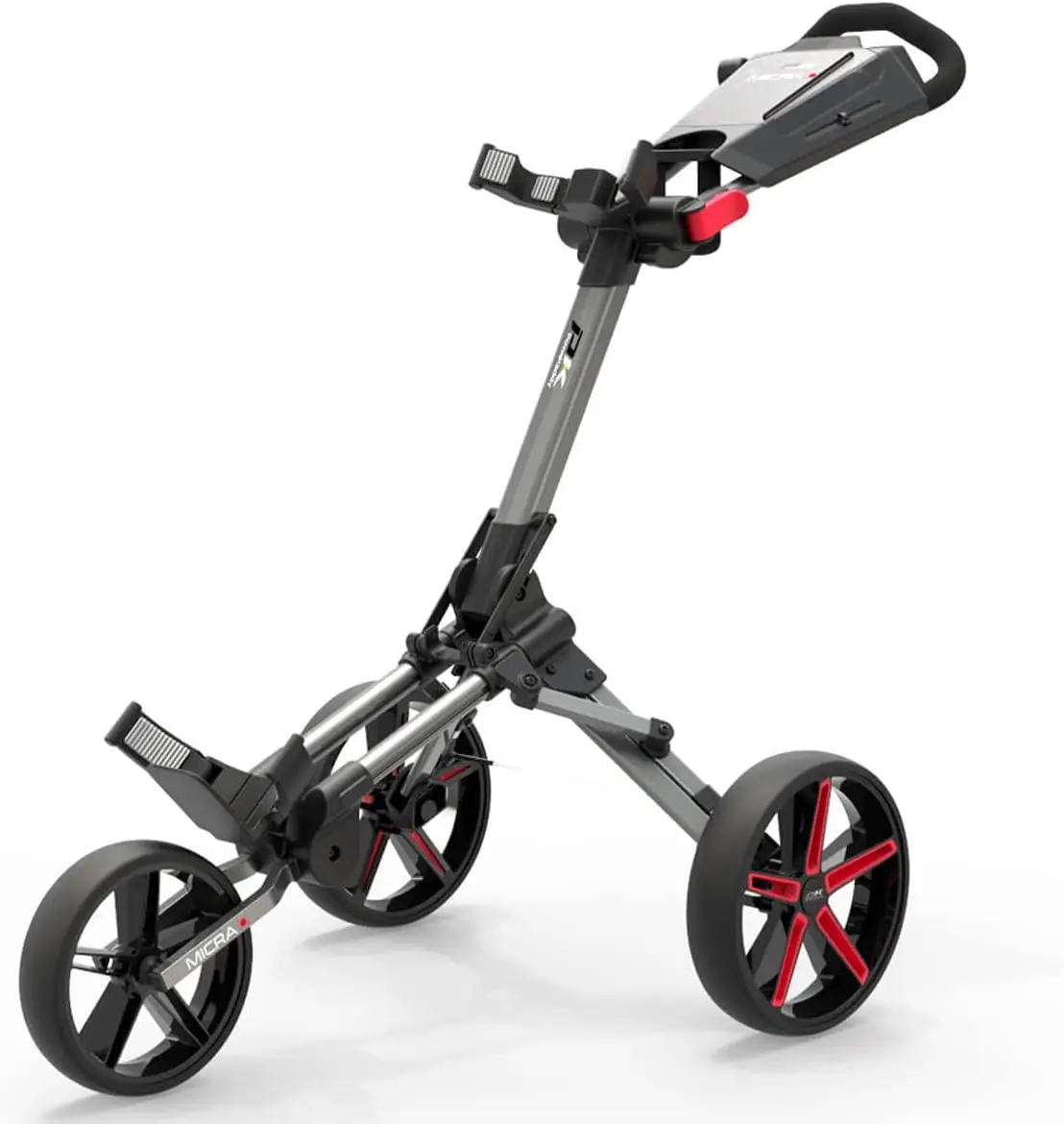 2022 Micra Push Cart Golf Trolley - Gun Metal/Red - One Size