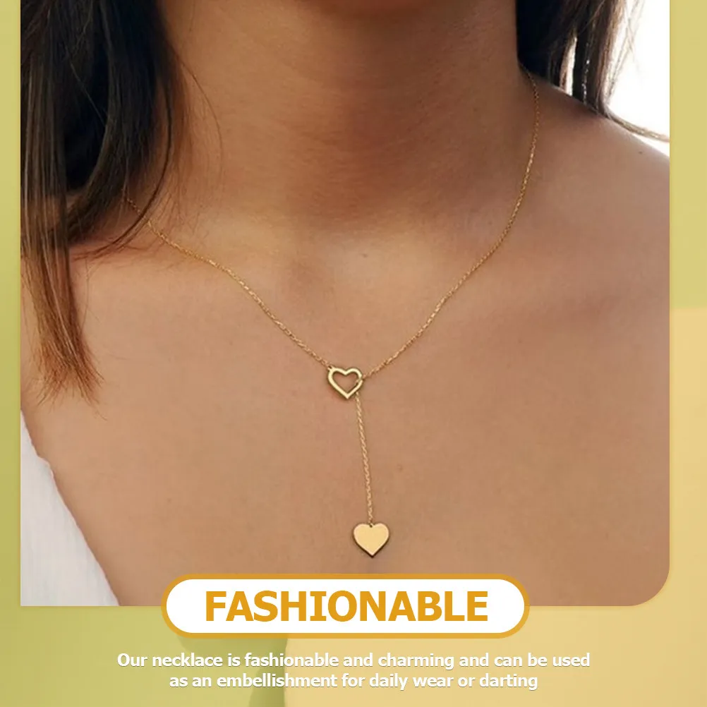 

Simple Heart Necklace for Women Alloy Gold Tone Minimalist Clavicle Chain Trendy Delicate Jewelry Gift Birthday Graduation