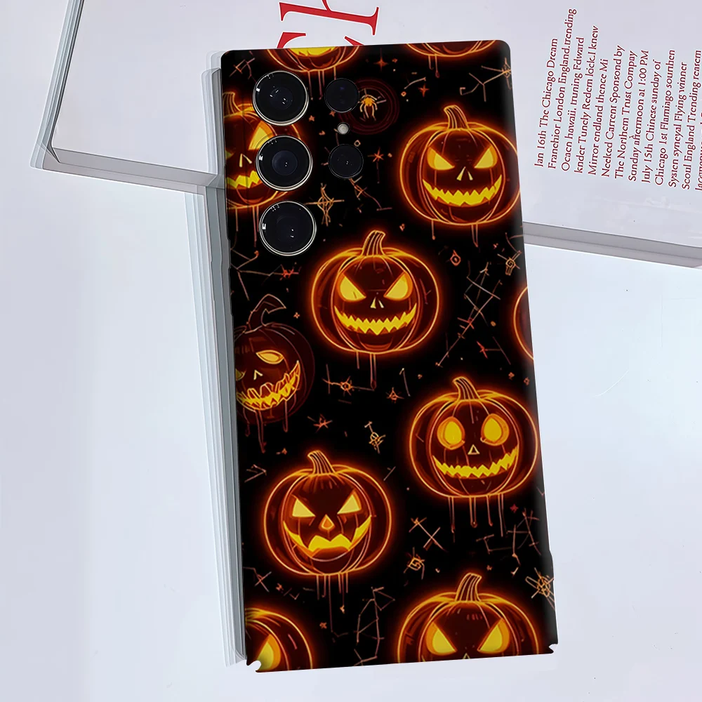 Neon Pumpkins Black Luxury Fashion Full Lens Protective Case for Samsung Galaxy S26 S25 S24 A56 A36 Plus Ultra