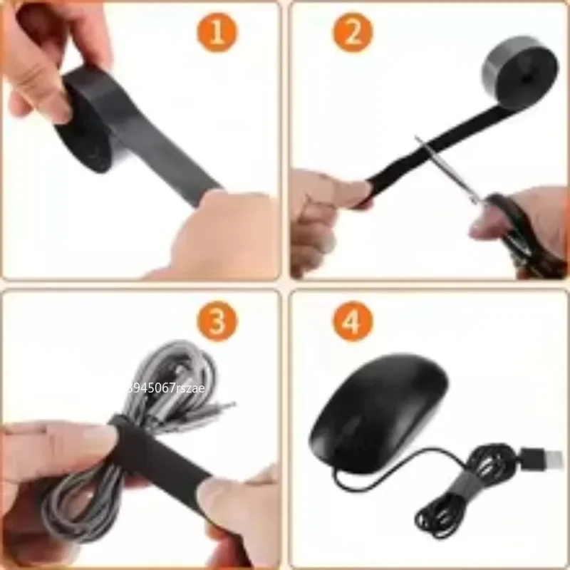 Cable Organizer Self Adhesive Fastener Tape Hook Loops Nylon Free Cut Ties Magic Tape Wire Organizer Earphone Cord Cable Ties view 4