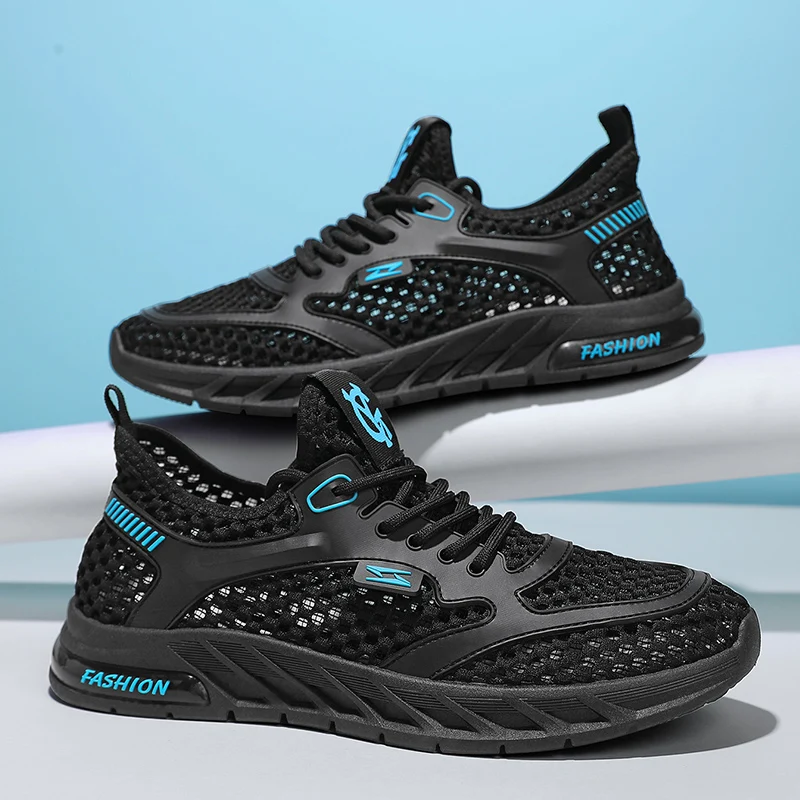 YRZL Men's Walking Shoes Breathable Mesh Lightweight Anti Slip Soft Sole Men's Casual Athletic Footwear Comfortable Shoes