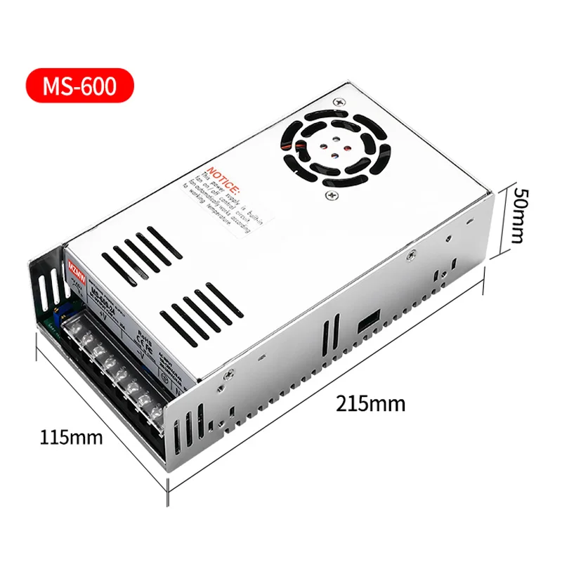 MZMW MS-600 zasilacz impulsowy 600W 12V 24V 36V 48v 60V 72V 80V 110V regulowane napięcie pojedyncze wyjście MS-600-24 MS-600-36