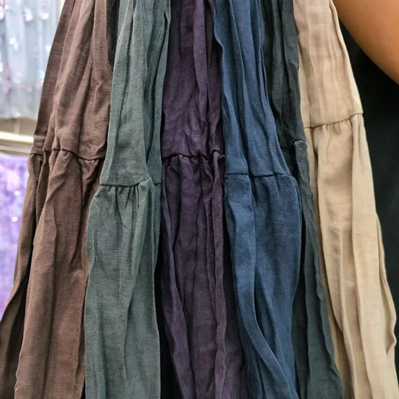 Jesienno-zimowa spódnica damska z wysokim stanem, plisowana, długa, w stylu vintage, modna, jednokolorowa, o kroju litery A, luźna, codzienna, streetwearowa, kolekcja 2025.