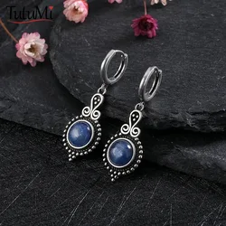 925 Sterling Silver Natural Kyanite Drop Earrings for Women Wedding Gifts Jewelry Vintage Hoop Earrings